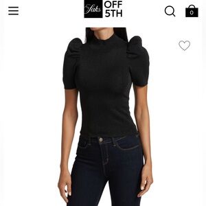 Alice + Olivia Black Puff Sleeve top